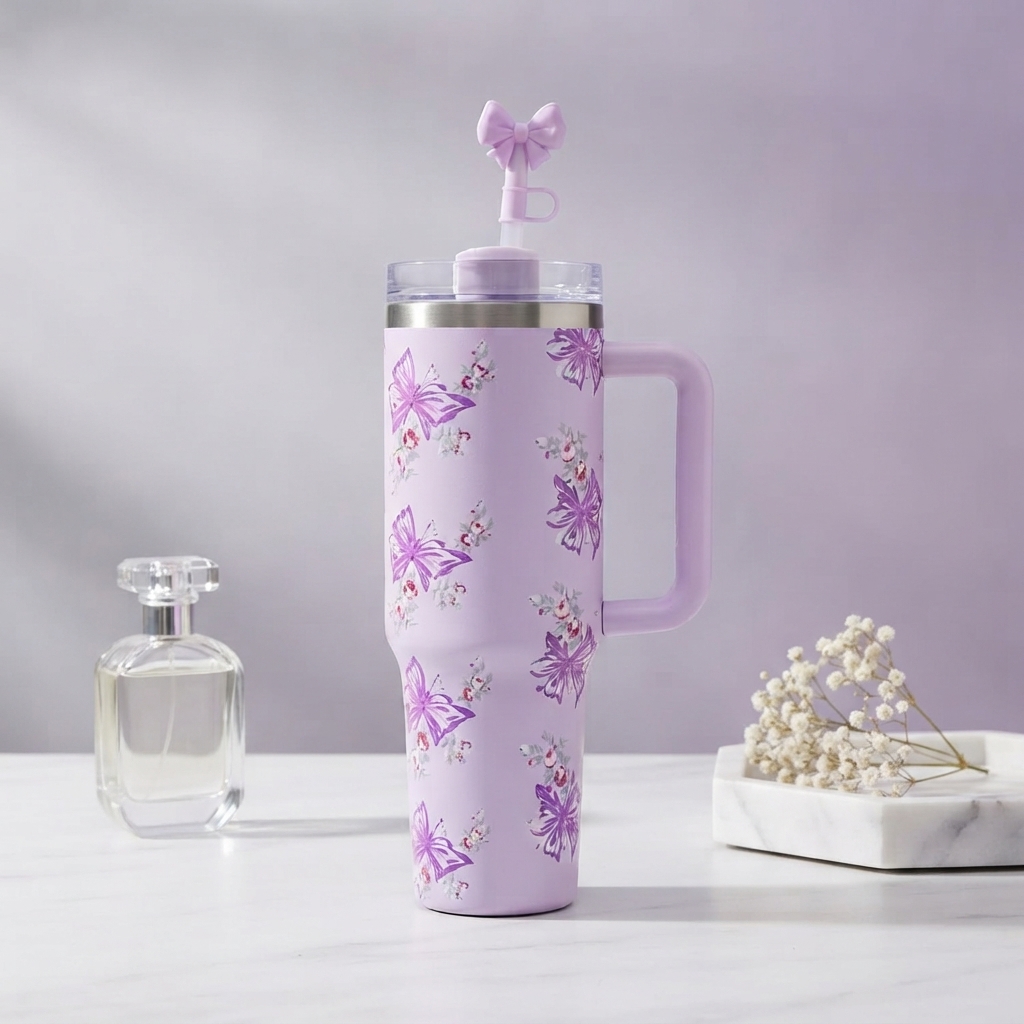 Premium 40Oz Bow Tumbler High Quality Thermal Insulated Travel Mug thumbnail 2
