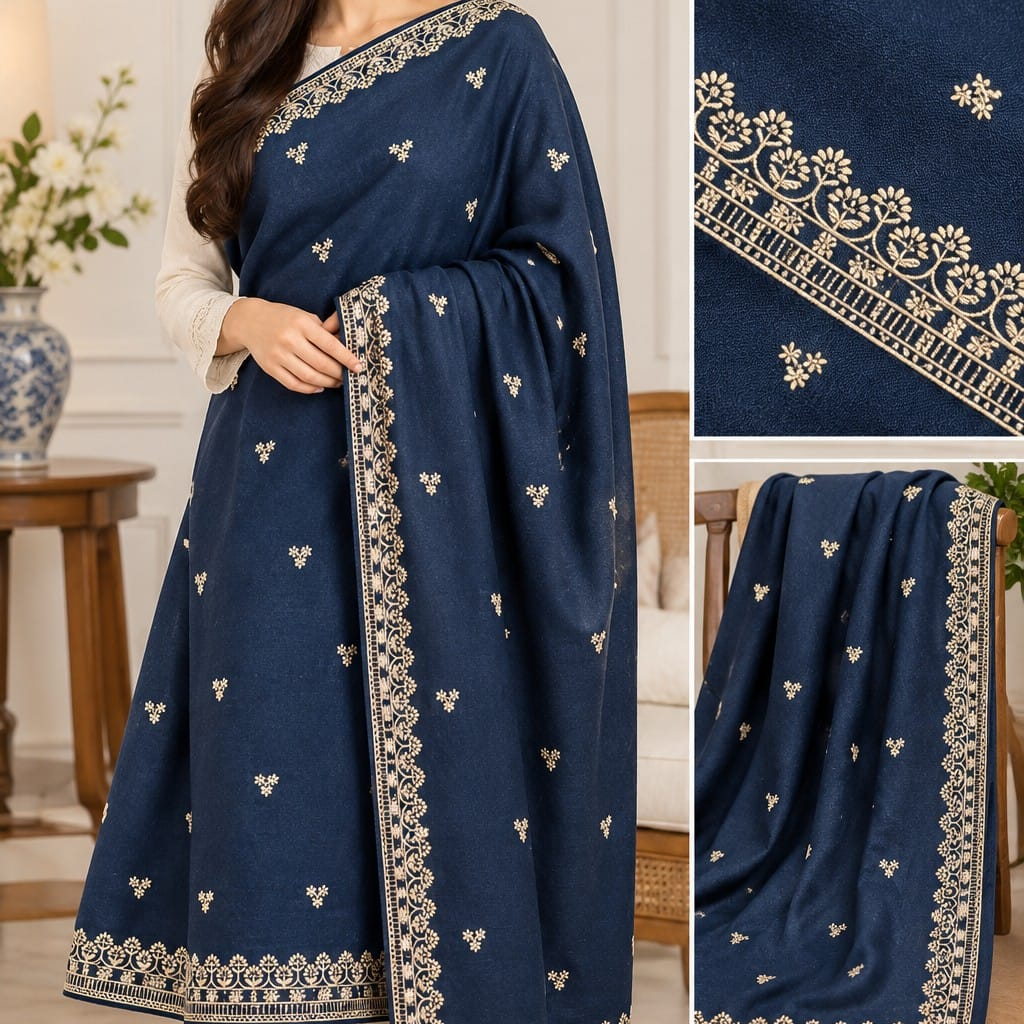 Premium Embroidered Wool Shawl - Buy Online in Pakistan at Zenbu Store