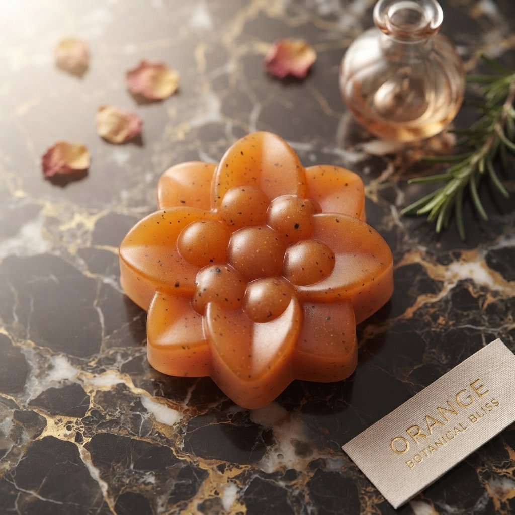 Orange Bliss Handmade Organic Soap | Orange Peel Powder, Jojoba Oil & Orange Oil | Natural Herbal Skin Care Soap 90g thumbnail 3