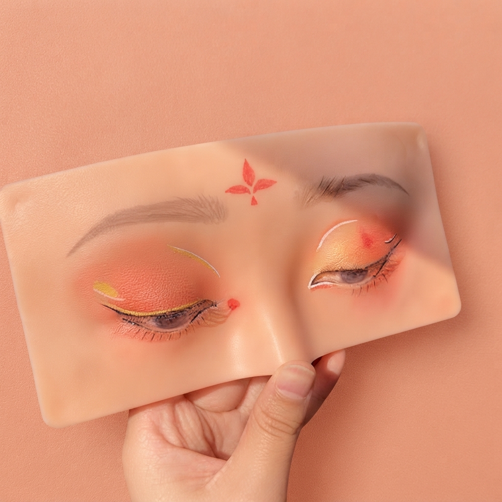 Makeup Eye Practice Board Silicone Training Mannequin Reusable Flat Face Tool For Cosmetic Application Skills Training thumbnail 3