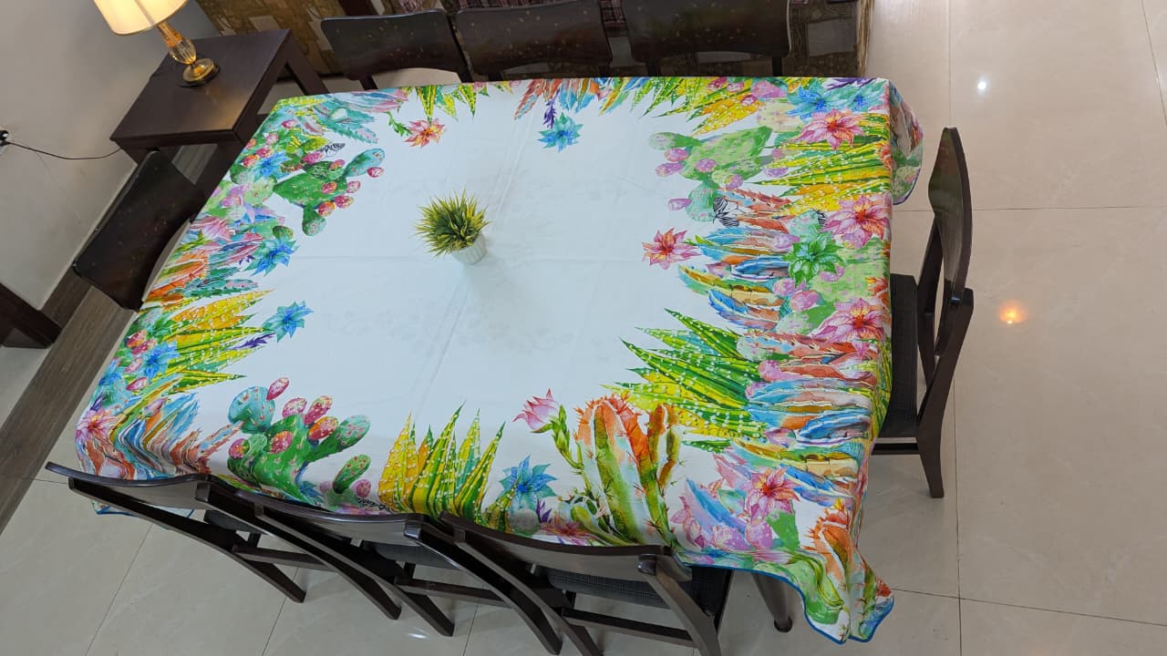 Dining Table Cover 60 × 72 Inches – Elegant Tablecloth for 6-Seater Dining Table (Mixed Design) thumbnail 4