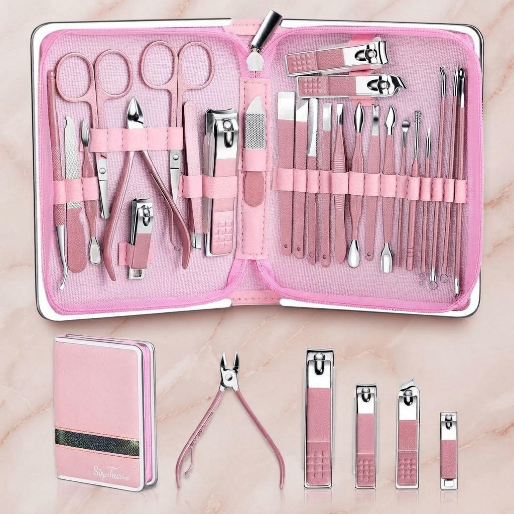 26 In 1 Professional Manicure Set Nail Clipper Kit Pedicure Grooming Tools Portable Travel Case thumbnail 2