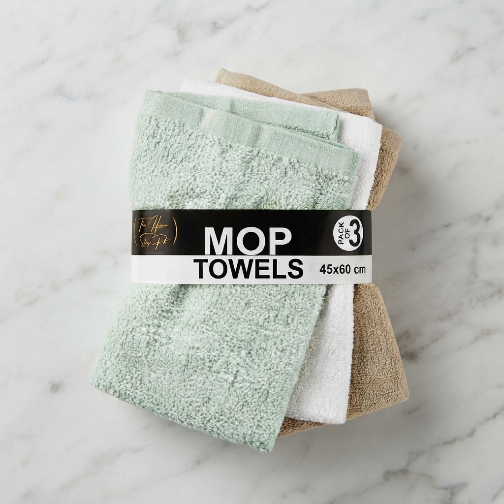Cotton Mop Towels Absorbent Cleaning Cloths Soft Floor Mop Replacement Pads Multipurpose Household Cleaning Rags For Daily Use (Random Color) - Pack of 3 thumbnail 2