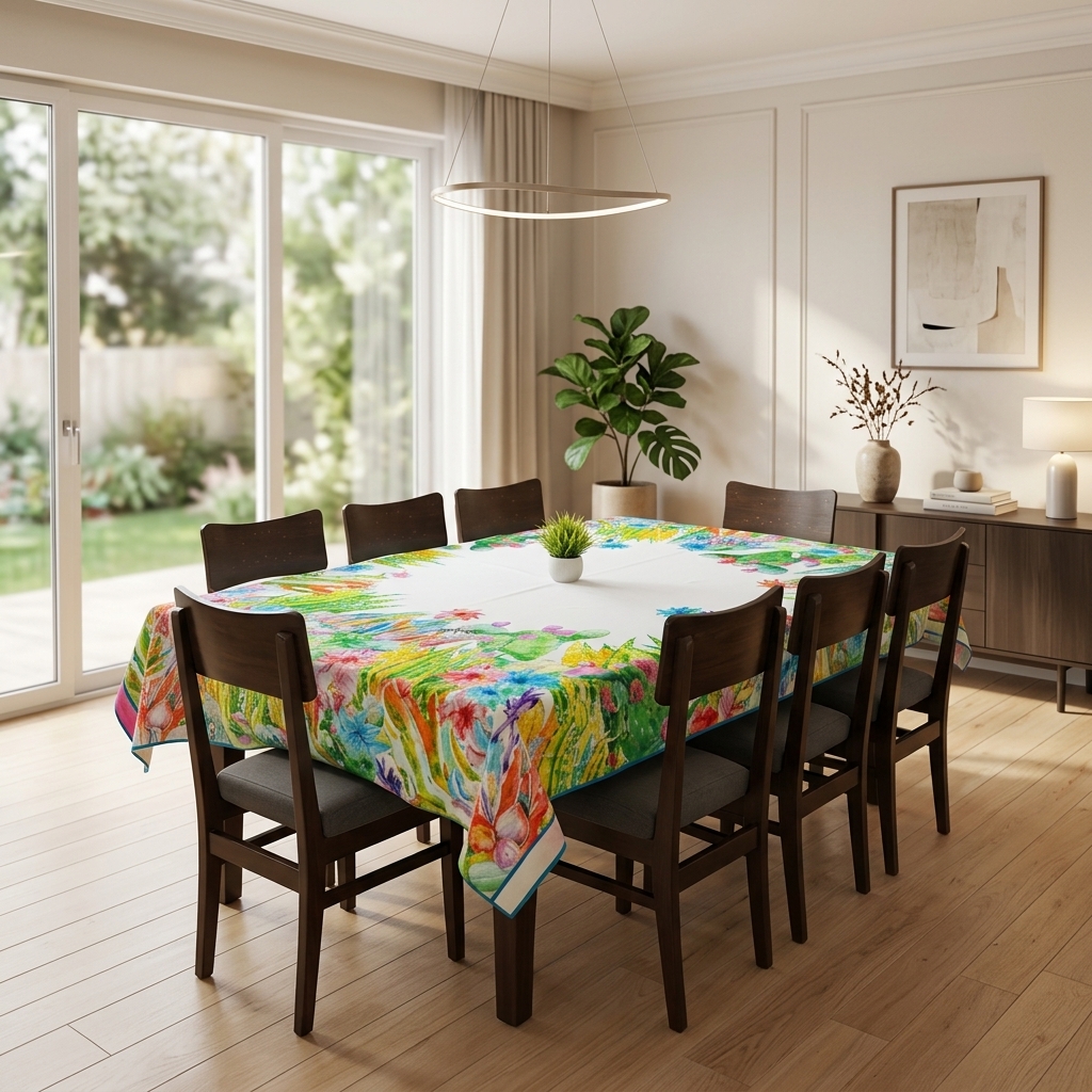 Dining Table Cover 60 × 72 Inches – Elegant Tablecloth for 6-Seater Dining Table (Mixed Design) thumbnail 3