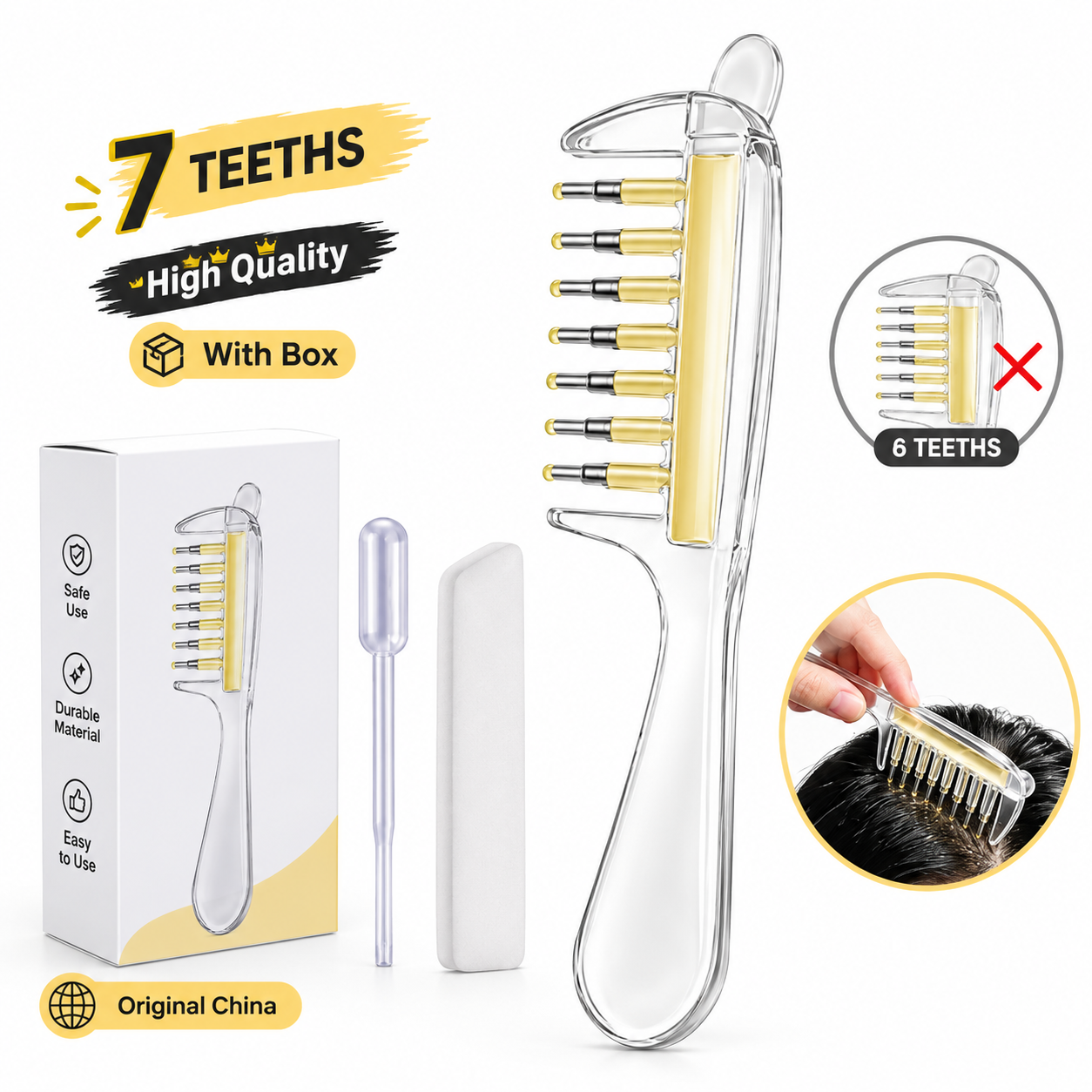 Scalp Massage & Relaxing Comb with Rolling Balls – Gentle Head Massager Comb for Scalp Massage, Hair Care & Relaxation (Random Color) thumbnail 3