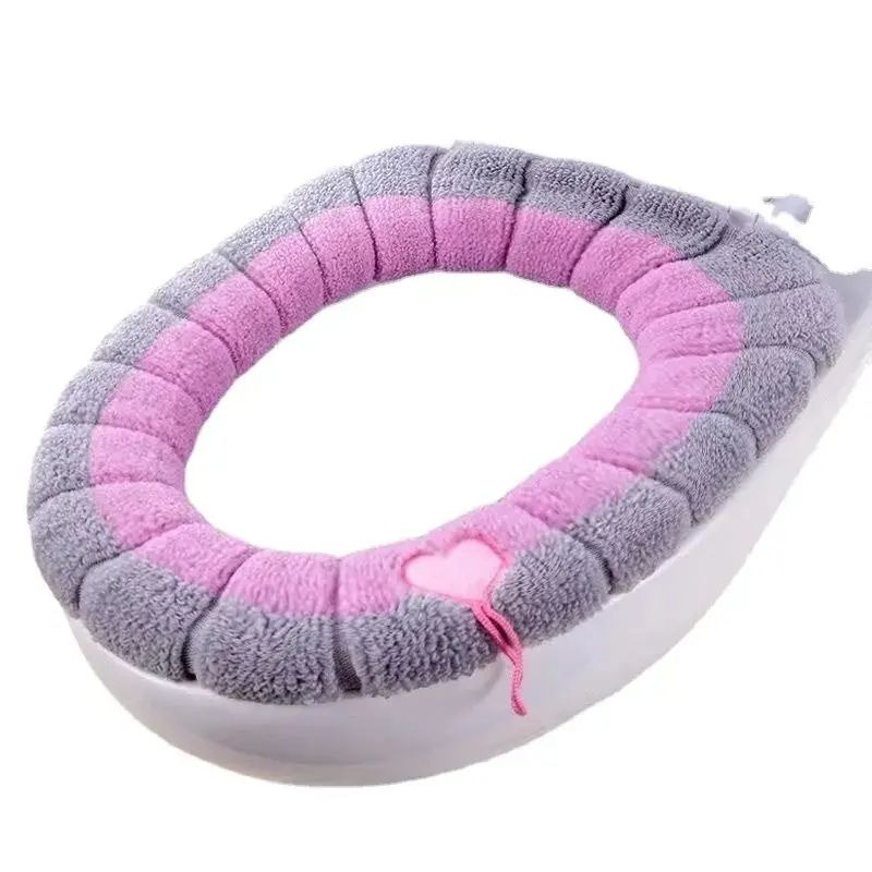 1Pc - Warm Toilet Seat Cover Soft Stretchable Cushioned Seat Pad Cozy Washable Universal Fit Warmth Protector For Winter (Random Color) thumbnail 4