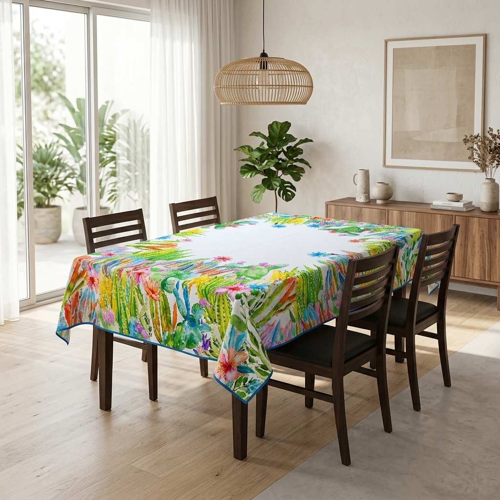 Dining Table Cover 60 × 72 Inches – Elegant Tablecloth for 6-Seater Dining Table (Mixed Design) thumbnail 2