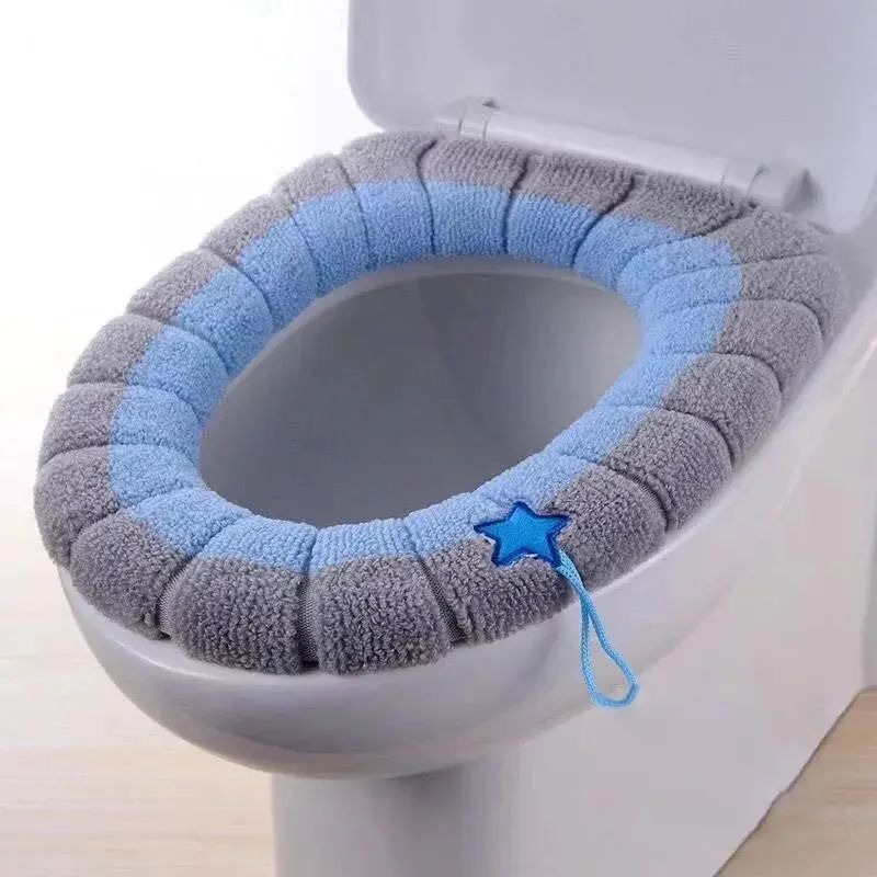 1Pc - Warm Toilet Seat Cover Soft Stretchable Cushioned Seat Pad Cozy Washable Universal Fit Warmth Protector For Winter (Random Color) thumbnail 3