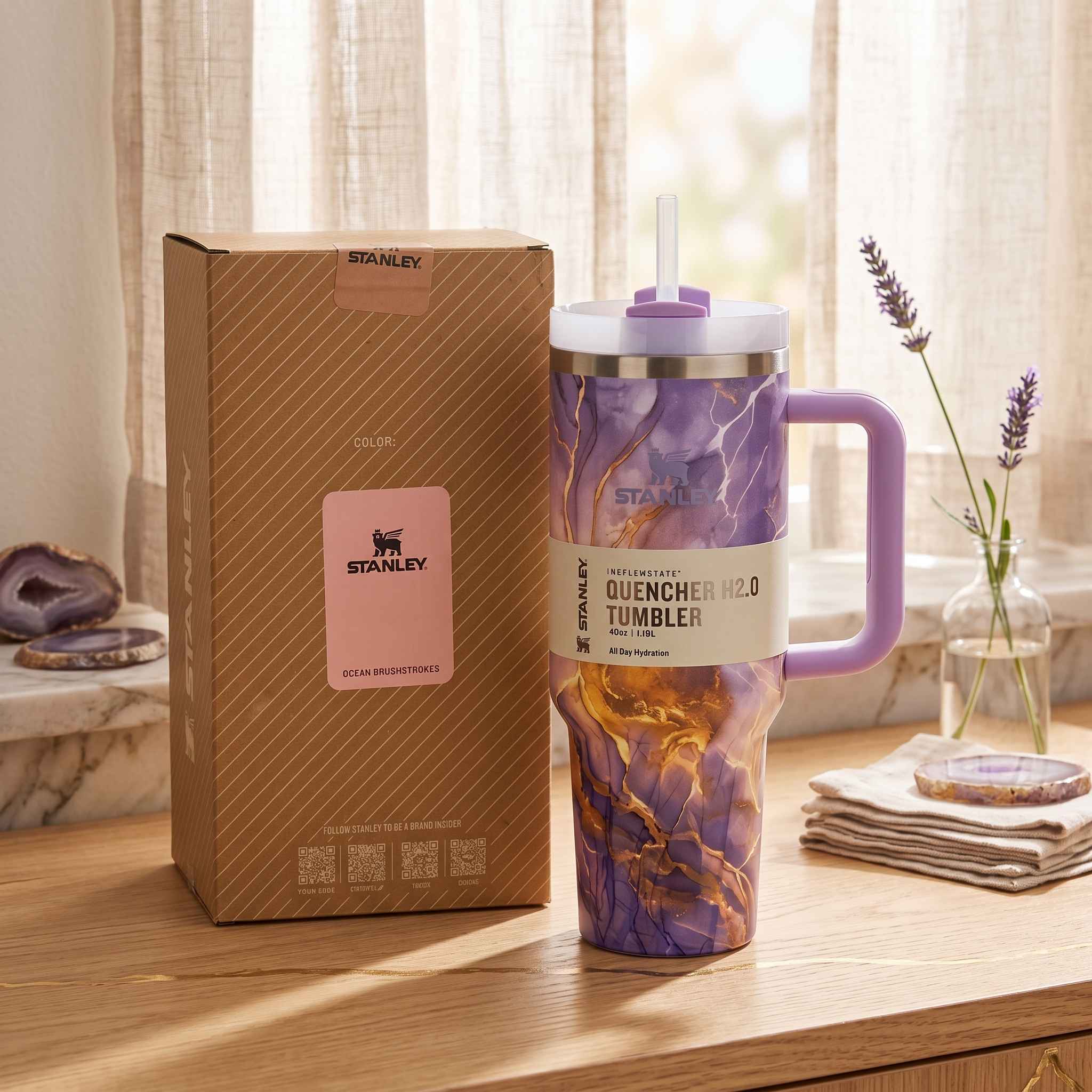 Stanley 40oz Peach Marble Premium Stainless Steel Tumbler -  (1200ml) thumbnail 2
