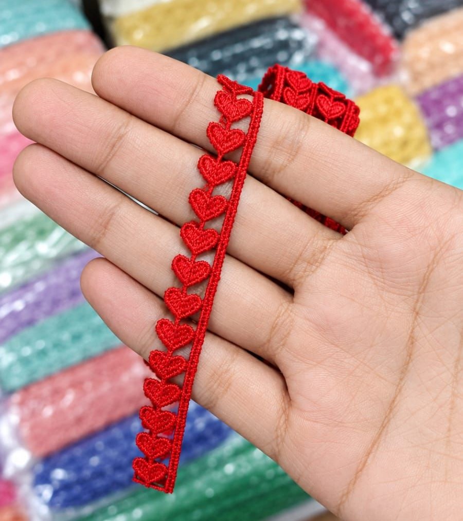 Shatal Lace Zero Size Heart Design - 14 yard