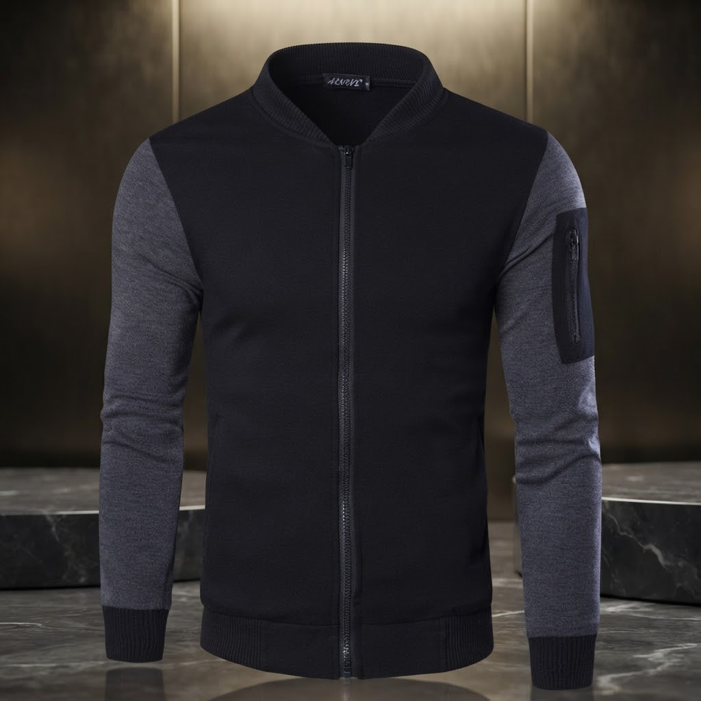Men's Winter Bomber Zipper Jacket - Black (Edition 2)