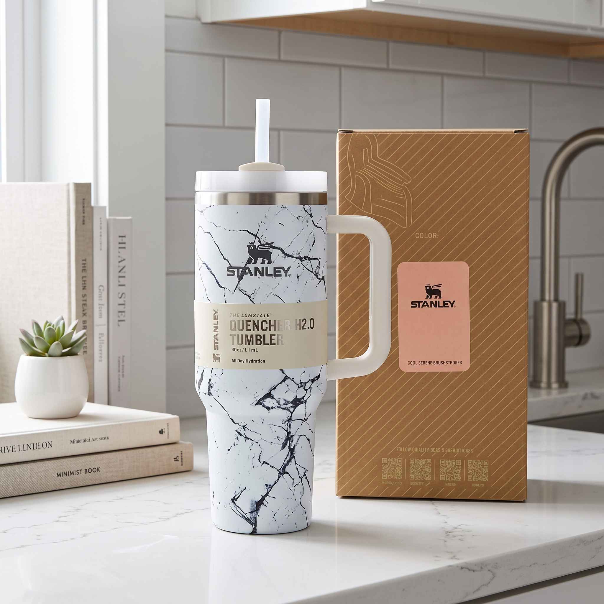 Stanley 40oz (1200ml) Premium Stainless Steel Tumbler - White Marble thumbnail 3