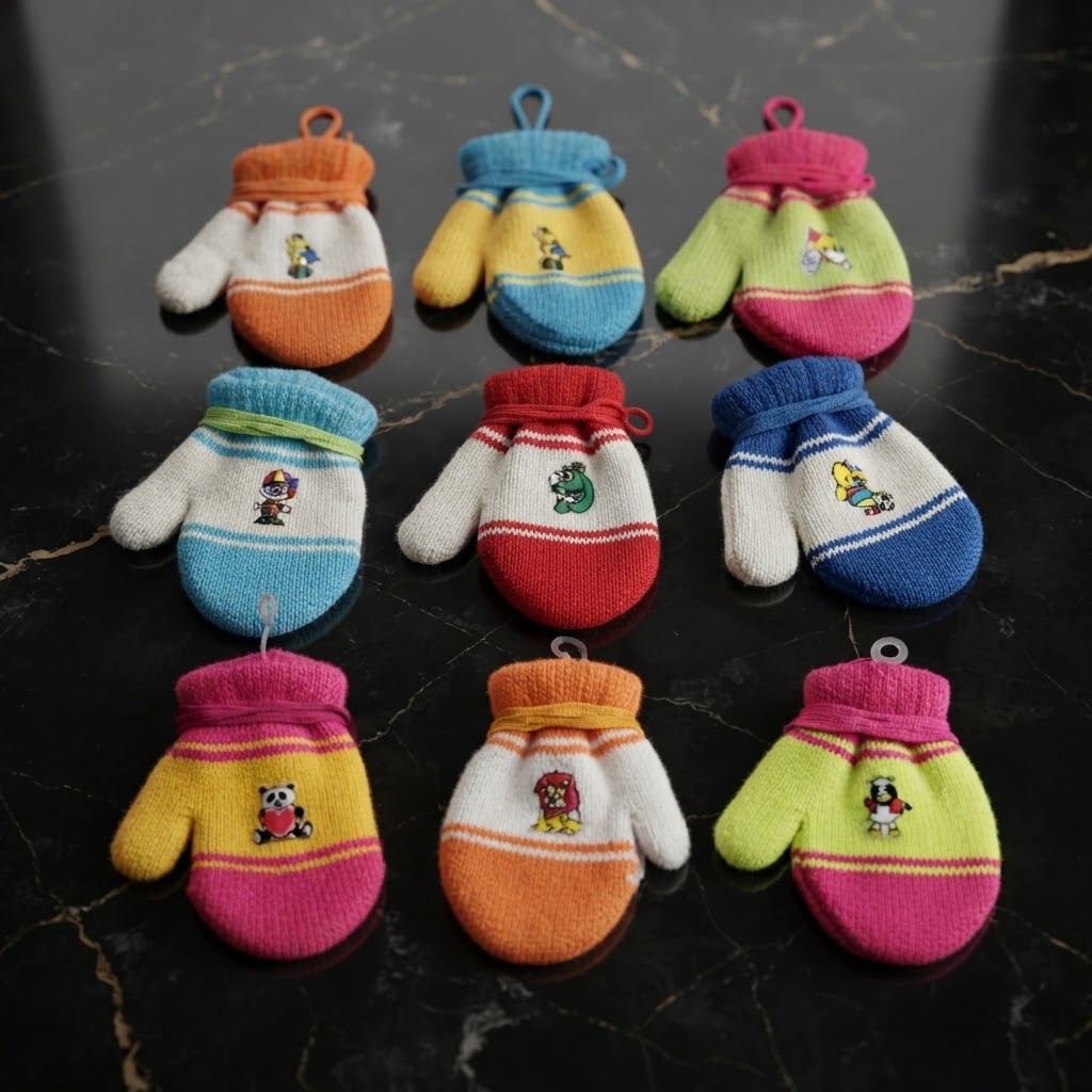 Zero Size Woolen Baby Mittens Newborn Warm Hand Cover Gloves (Random Colors)