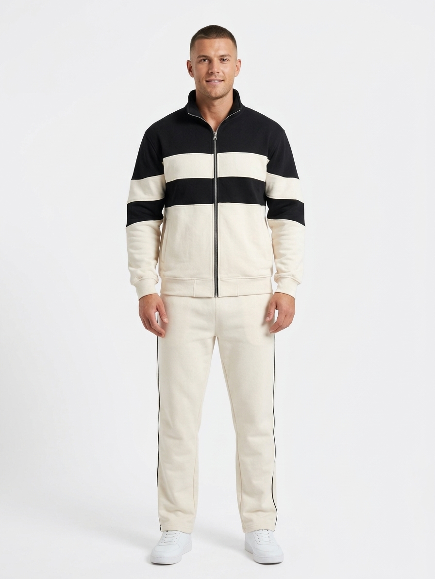 Premium Panel Tracksuit For Men Stylish Athletic Wear Set | Zip-up Jacket And Trouser - Buy Online in Pakistan at Zenbu Store