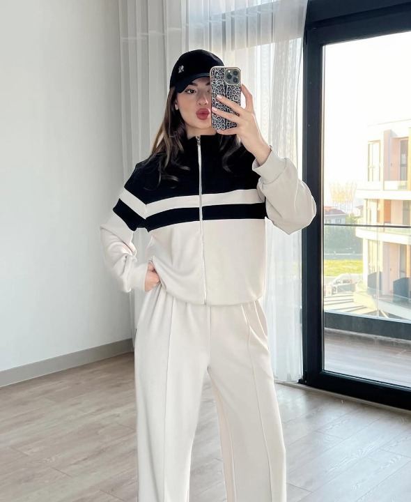 Premium Panel Tracksuit Couple Set | Matching Stylish Athletic Wear | Zip-up Jackets And Trousers - Buy Online in Pakistan at Zenbu Store (Alternate View)