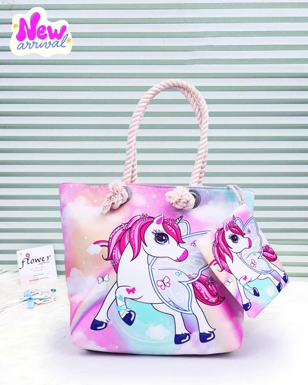 Unicorn Girls Stylish Tote Bag Cute Medium Tote Bag view 4