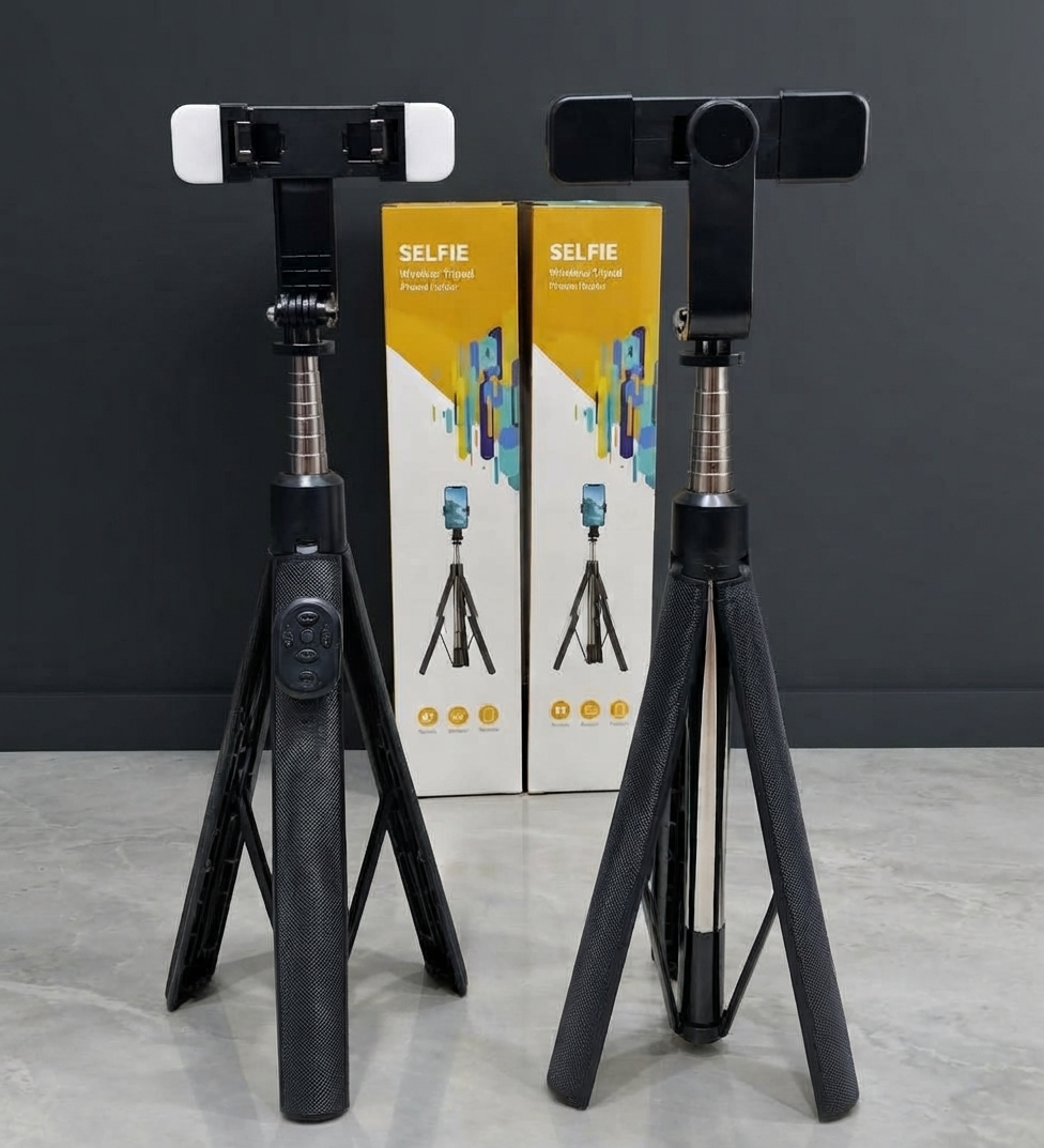 4 In 1 Selfie Stick Tripod With Bluetooth Remote Connection Mobile Holder