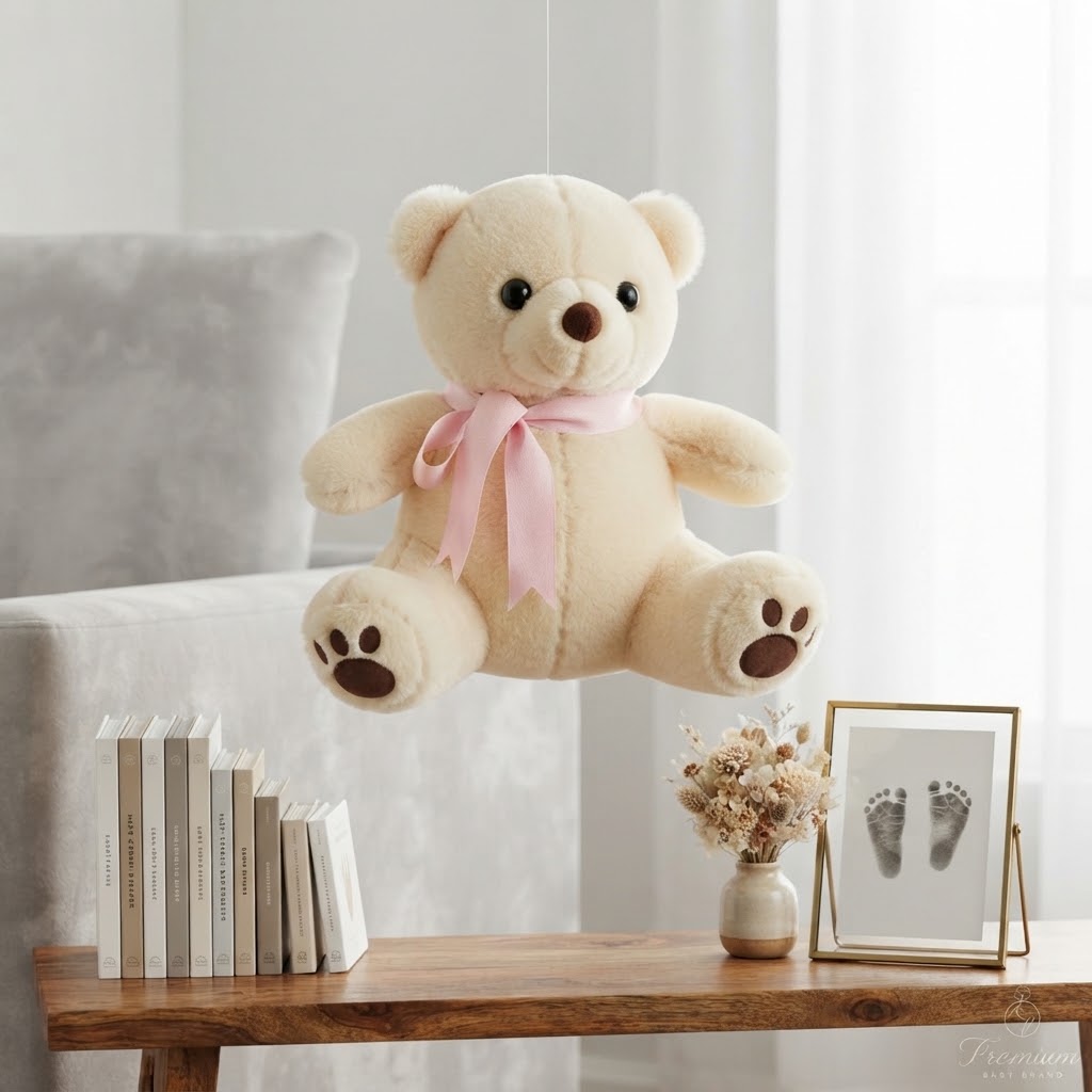 Cream Teddy Bear with Pink Scarf – Soft Huggable Stuffed Animal Toy -Plush Bear Tie view 2