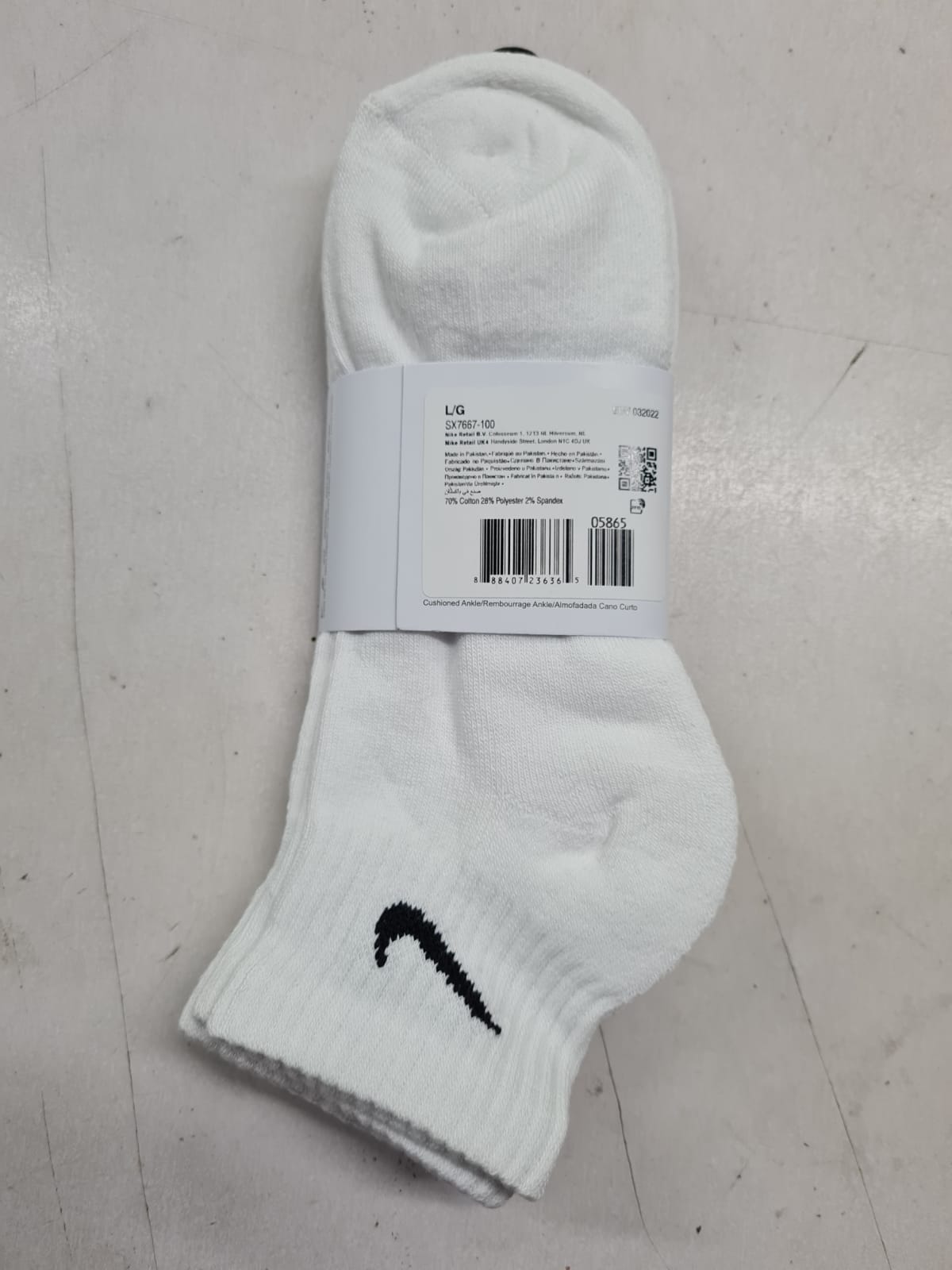 NIKE SHORT LEG/ANKLE WHITE DRIFIT SOCKS