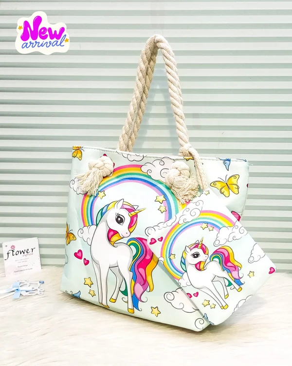 Unicorn Girls Stylish Tote Bag Cute Medium Tote Bag