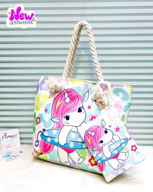 Unicorn Girls Stylish Tote Bag Cute Medium Tote Bag view 2