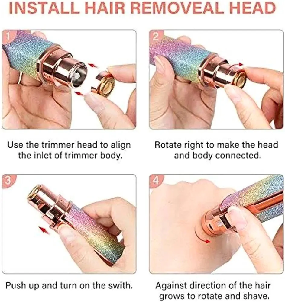 2-in-1 Rainbow Facial Hair Remover & Eyebrow Trimmer - USB Rechargeable view 3