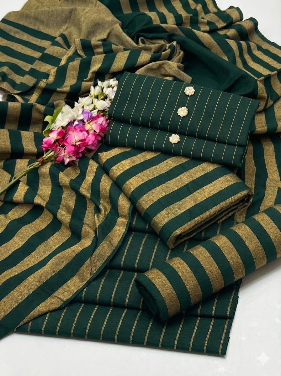Winter Sussi Marina 3 Piece Unstitched Suit Apparel Accessory For Women - Green view 3