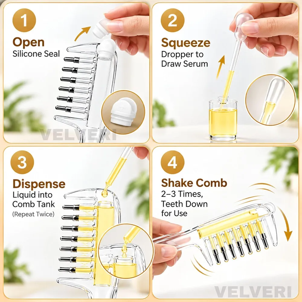 3-in-1 Hair Oil Applicator Comb | Refillable Oil Dispenser + Scalp Massager | Premium Hair Care Brush view 5