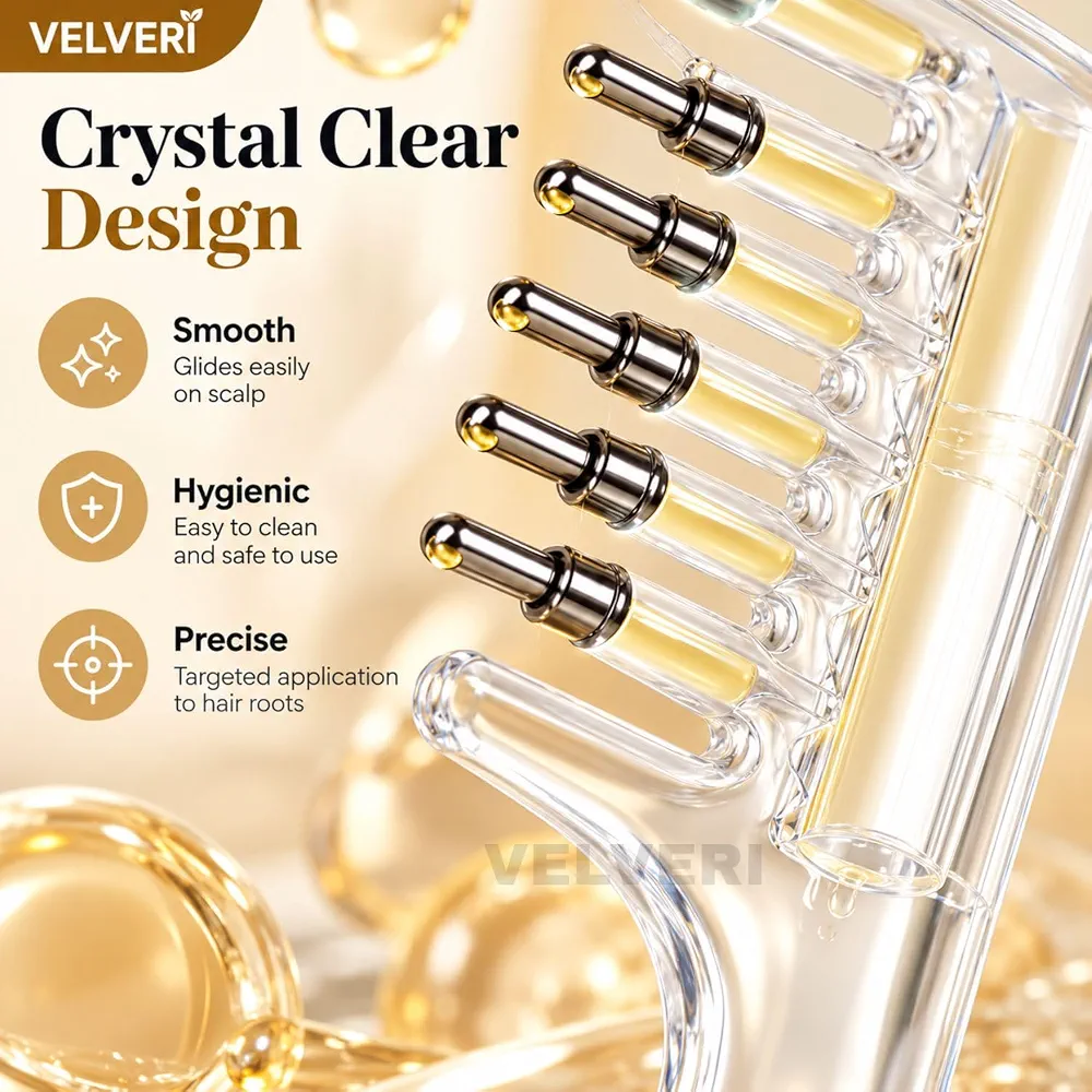 3-in-1 Hair Oil Applicator Comb | Refillable Oil Dispenser + Scalp Massager | Premium Hair Care Brush view 2
