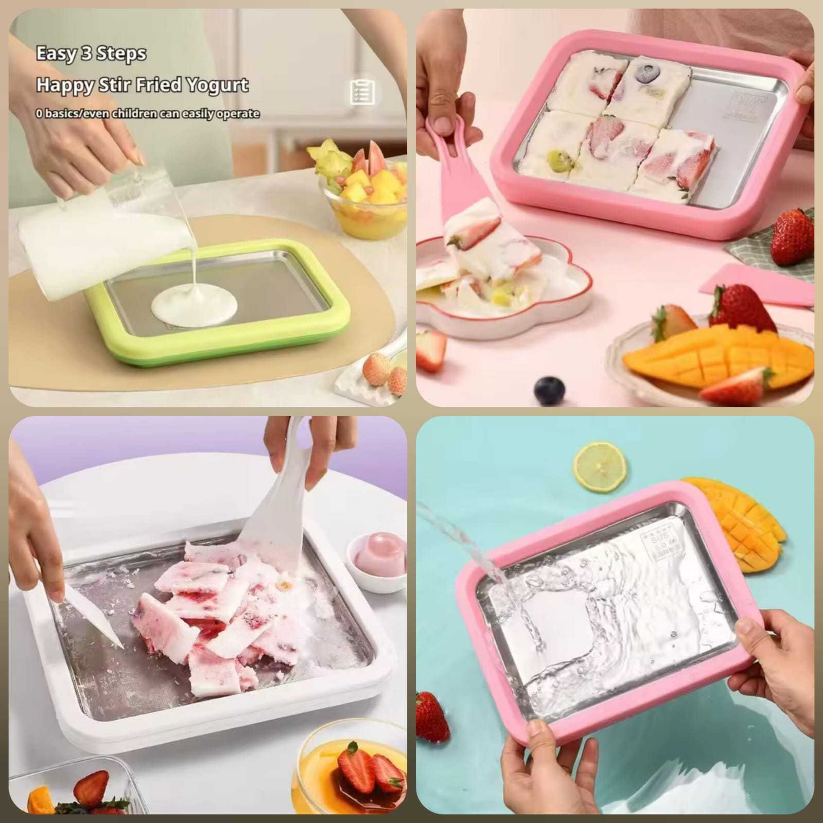 Stir Fried Rolled Ice Cream Maker Instant Frozen Yogurt Pan Tool (Random Color) view 2
