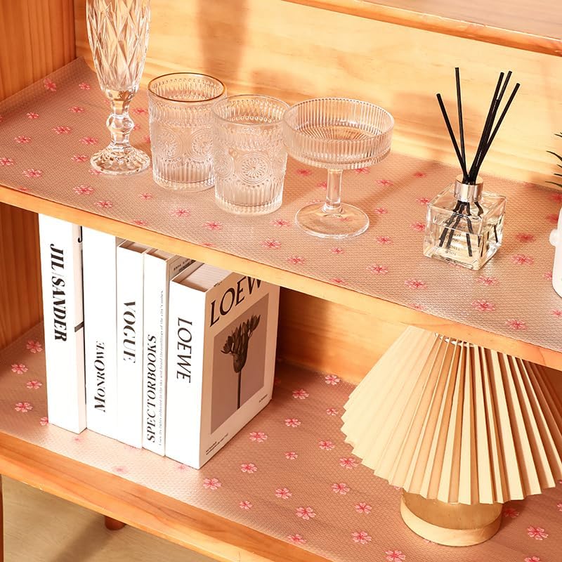 Anti-Slip Floral Pattern Drawer PVC Sheet Roll 45x100 cm