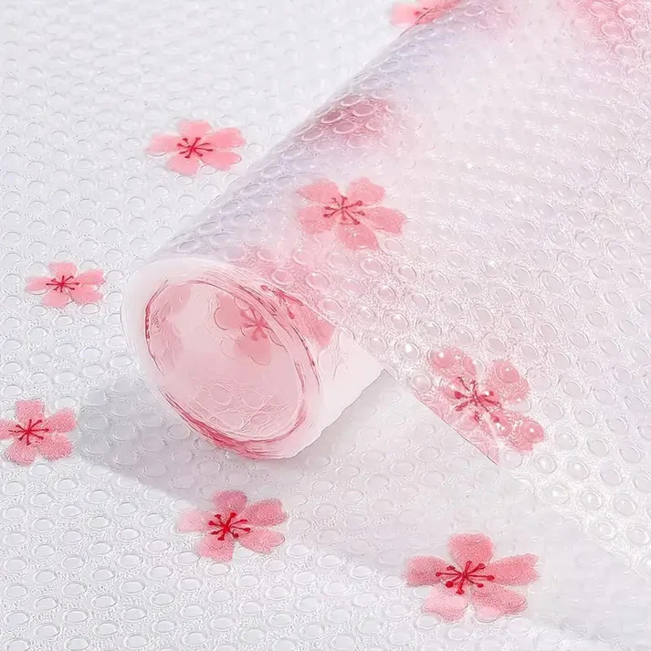 Anti-Slip Floral Pattern Drawer PVC Sheet Roll 45x100 cm