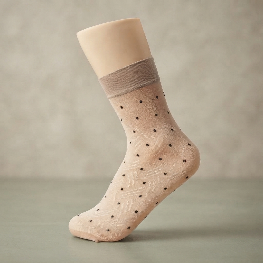 Dot Jacquard High-Elastic Ultra-Thin Breathable Socks for Ladies (Pack of 10 Pair)