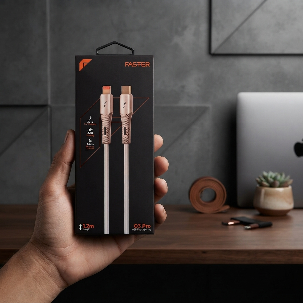 Faster O3 Pro USB-C to Lightning Cable - White