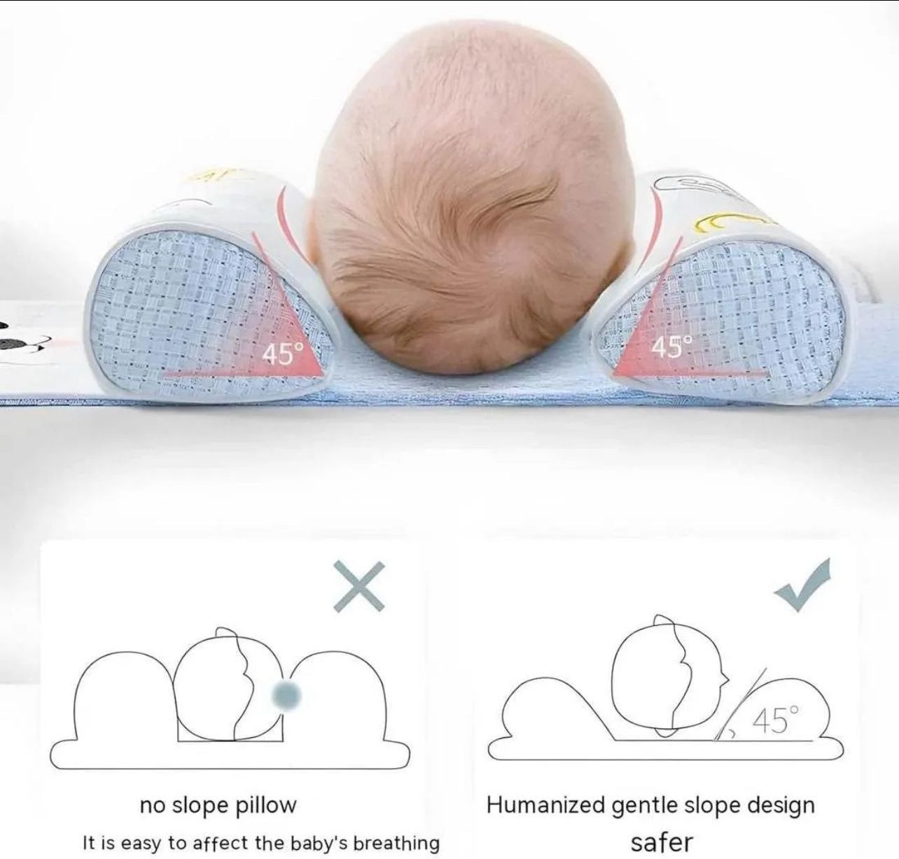 Adjustable Baby Pillow Anti-Roll Pillow | Random Color view 2