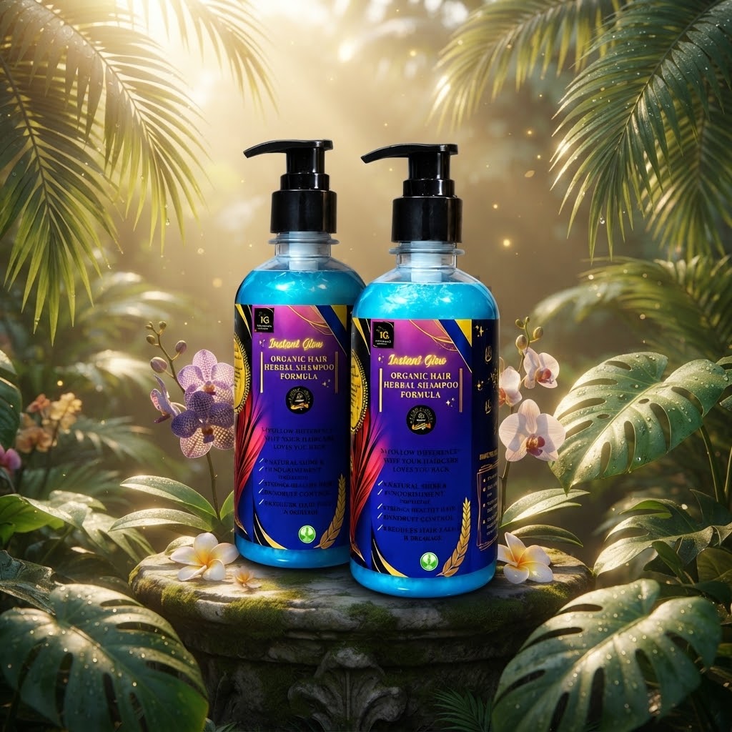 Instant Glow Herbal Shampoo 20+ Formula 500ml | Organic Herbal Shampoo for Hair Growth & Hair Fall Control | Dandruff & Frizz Control | Scalp Nourishing Hair Care