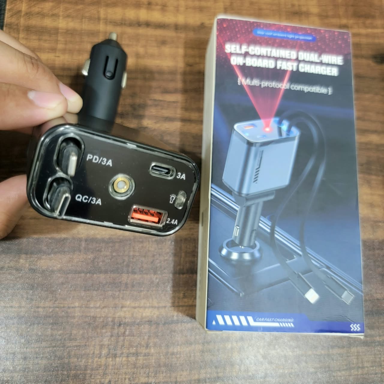 5 in 1 Self-Contained Dual-Wire On-Board Car Fast Charger view 3
