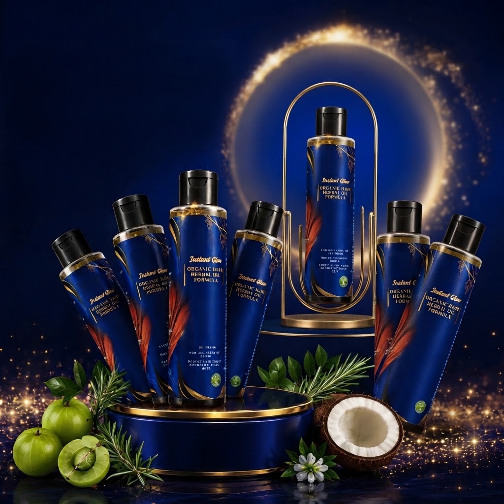 Instant Glow Herbal Oil 20+ Formula 200ml | Organic Hair Oil with Amla & Rosemary | Anti Hair Fall, Dandruff & Frizz Control | Hair Growth & Scalp Nourishment Oil