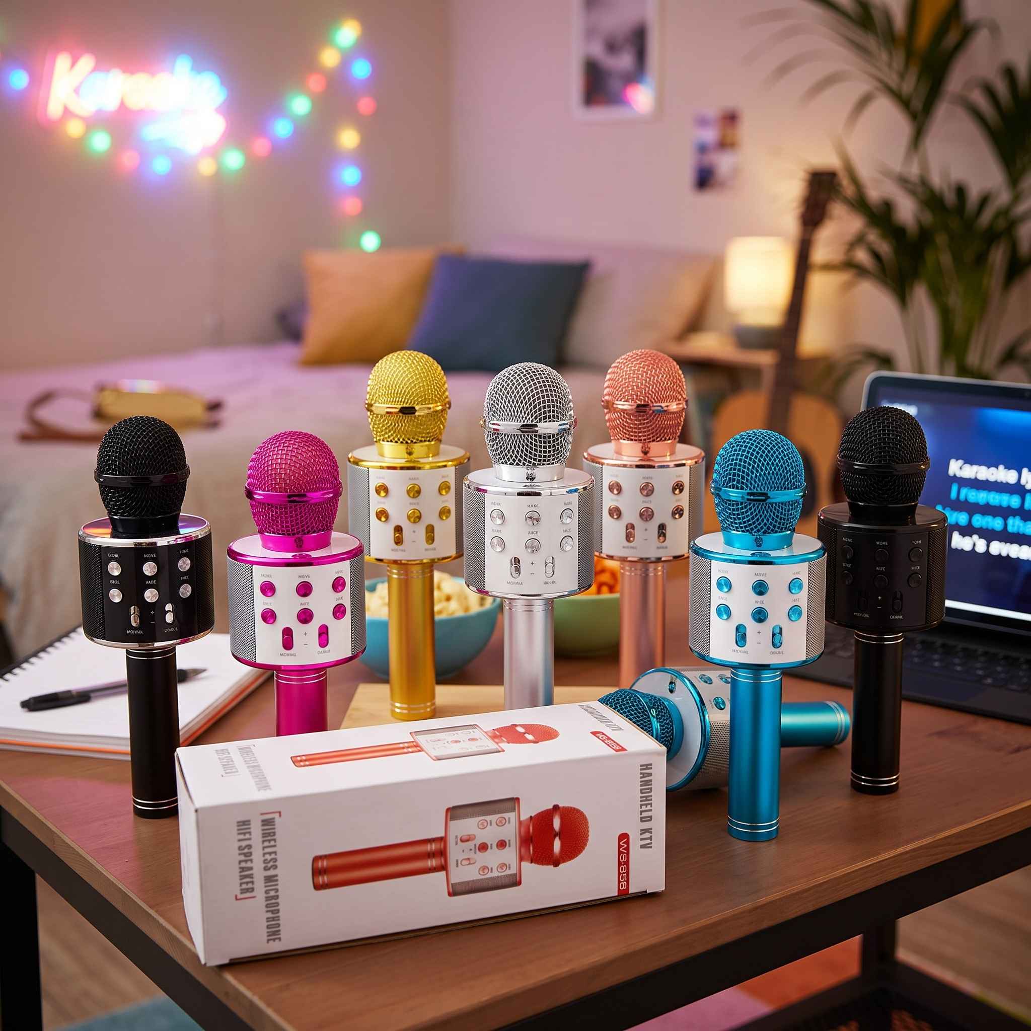 WS-858 Wireless Bluetooth Karaoke Microphone With Integrated Speaker Rechargeable Battery | Random Color view 3