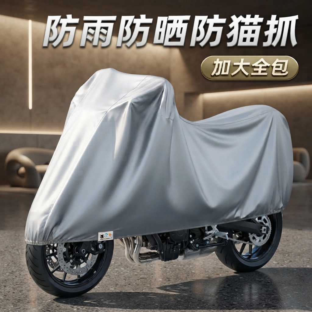 Heavy Duty Waterproof Motorcycle Cover - Rain, Sun & Dust Proof (Random Color) view 2