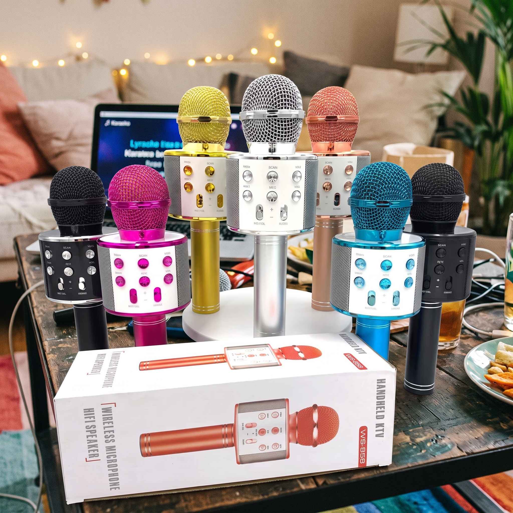 WS-858 Wireless Bluetooth Karaoke Microphone With Integrated Speaker Rechargeable Battery | Random Color view 2