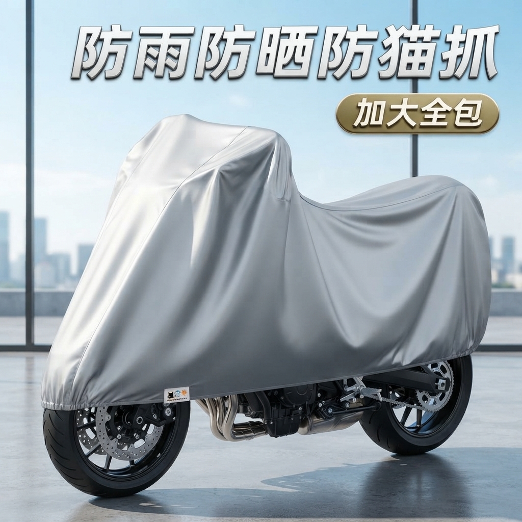 Heavy Duty Waterproof Motorcycle Cover - Rain, Sun & Dust Proof (Random Color) view 3