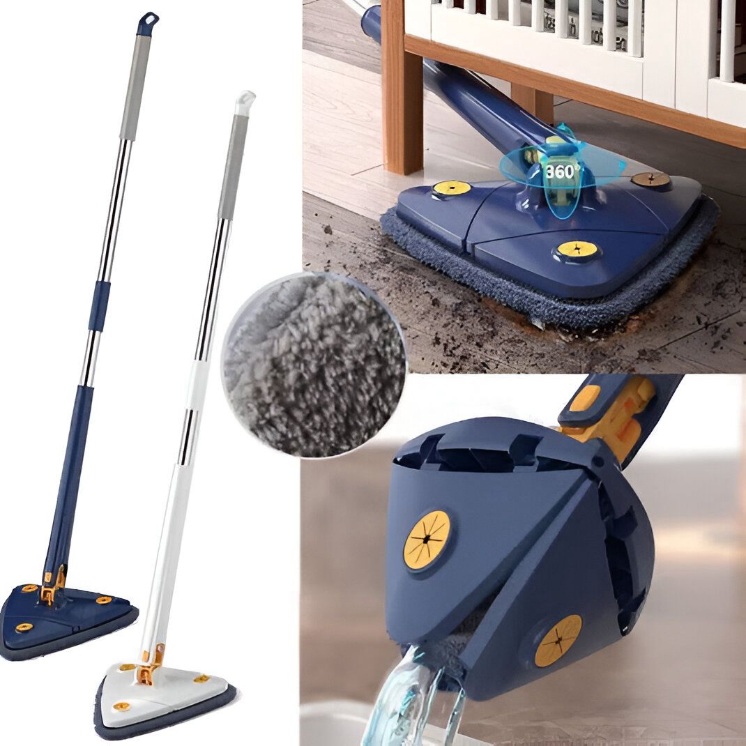 Extendable Triangle Mop 360 Twist Squeeze Window Glass Toilet Bathroom Floor Household Cleaning Ceiling Dusting (Random color) view 2