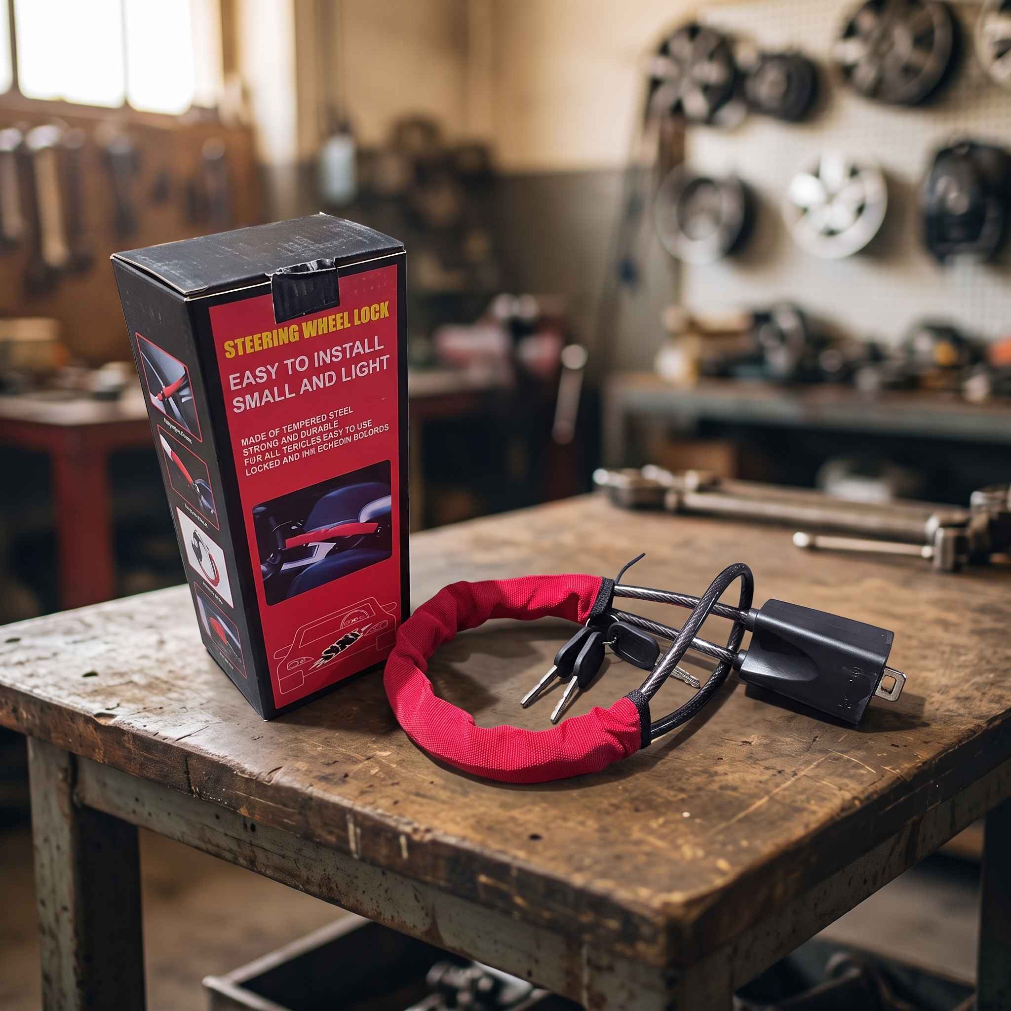 Universal Steering Wheel Lock - Anti-Theft Security Device for All Vehicles view 2