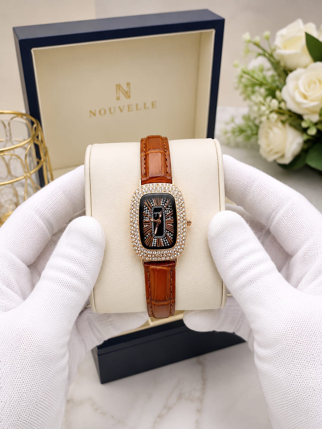 Nouvelle Elegant Crystal-Embellished Women's Watch Fashion Apparel Accessory To Wear At Parties (With Box) view 4