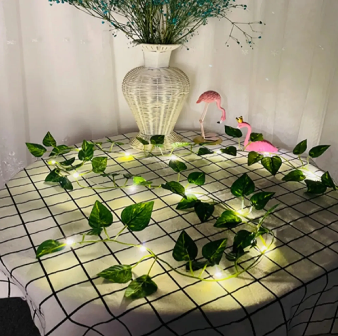 7 feet Artificial Money Plant Leaf with 10 feet LED String Lights for Home Decoration