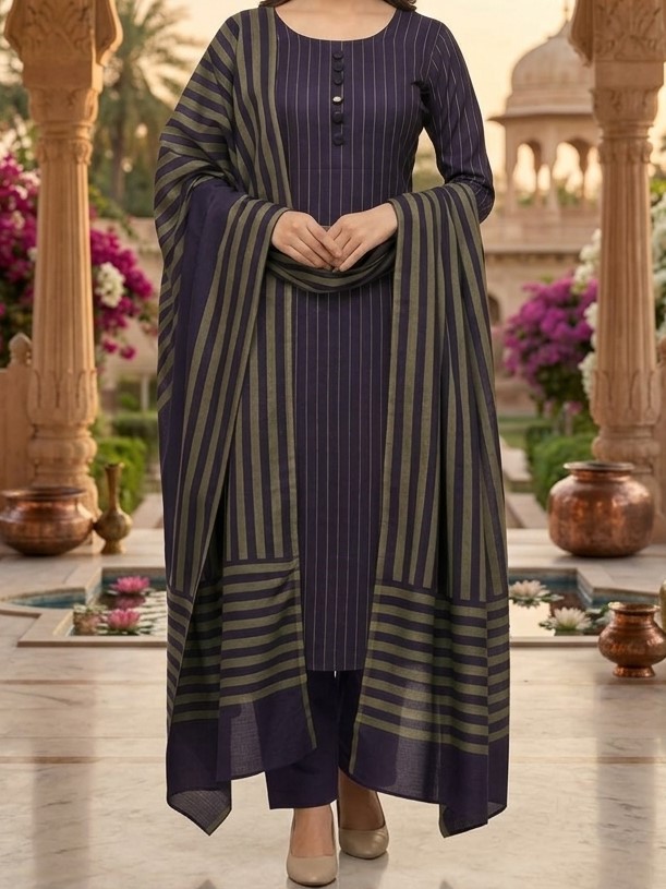 Winter Sussi Marina 3 Piece Unstitched Suit Fashion Apparel Design For Women - Purple view 2