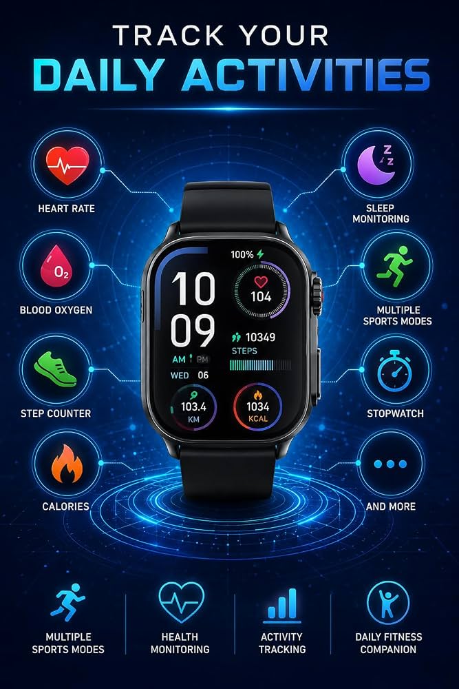 Ultra 3 Pro Smart Watch with 7 Strap Combo | Bluetooth Calling Smartwatch for Men & Women with Fitness Tracker, Heart Rate Monitor & Wireless Charging. view 2