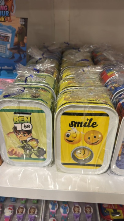 Metal Storage Container – Kids Coin Box & Secure Savings Bank Tin (Smile or Ben 10) view 3