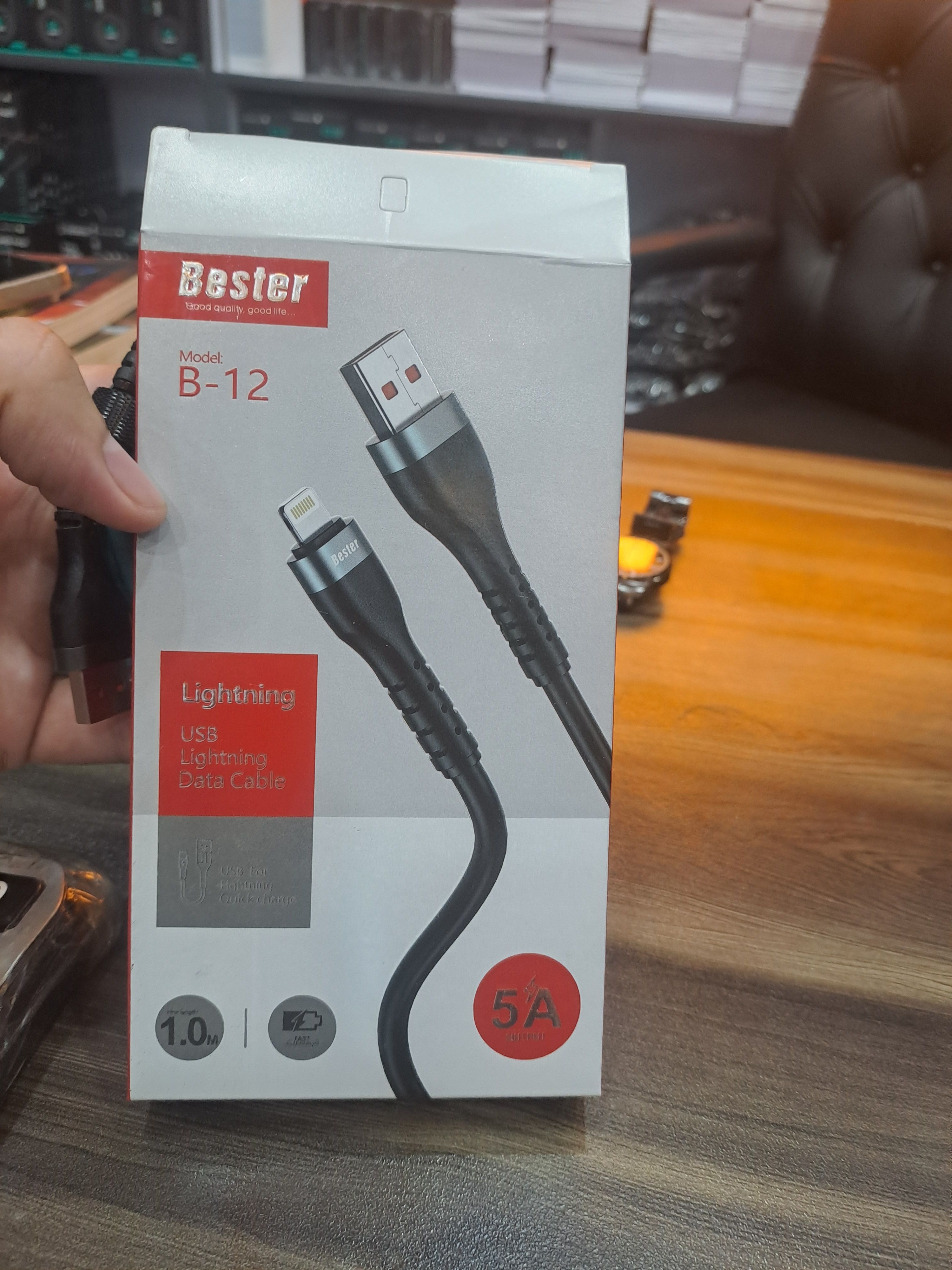Bester B-12 Lightning USB Data Cable | 5A Fast Charging & High-Speed Data Transfer Cable for iPhone & Apple Devices (1.0M) view 3